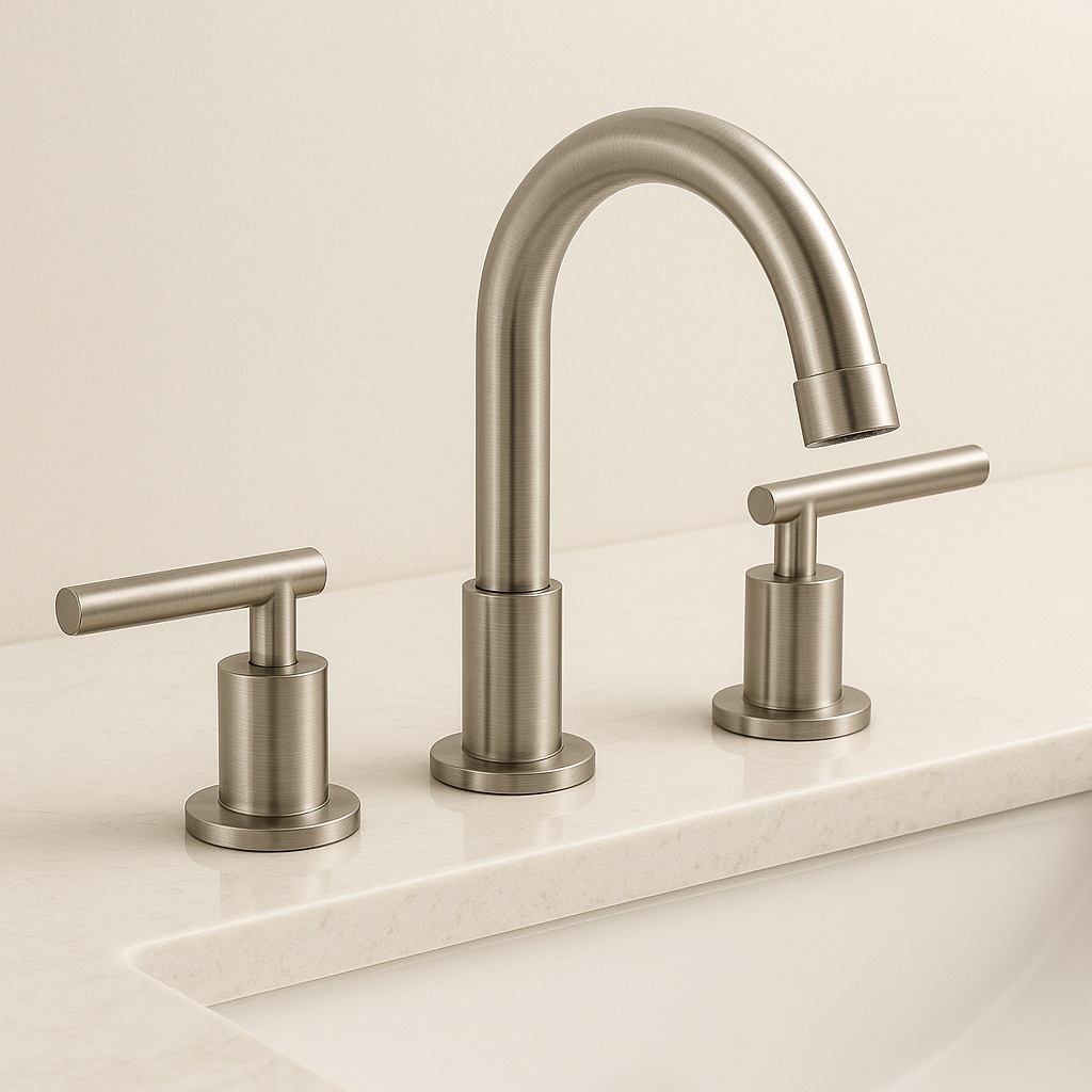 Dual handle stainless steel three hole sink faucet with long spout